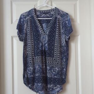 Lucky Brand Blue Paisley Blouse